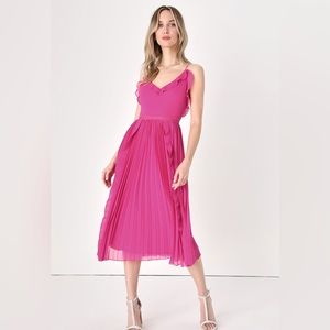 NWT | Lulu’s | Never A Dull Moment Magenta Pink Dress | Size Medium